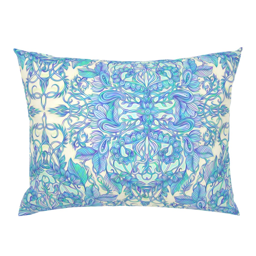 Aqua, Lavender, Purple & Cream Art Nouveau Pattern