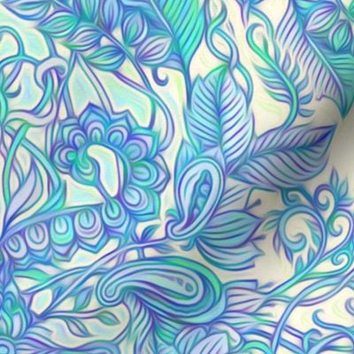 Aqua, Lavender, Purple & Cream Art Nouveau Pattern