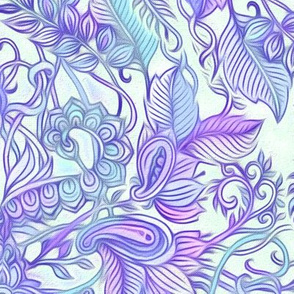 Purple, Blue & Cream Art Nouveau Pattern