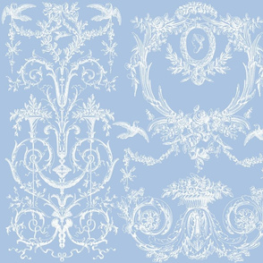 Capetian Toile white on blueberry