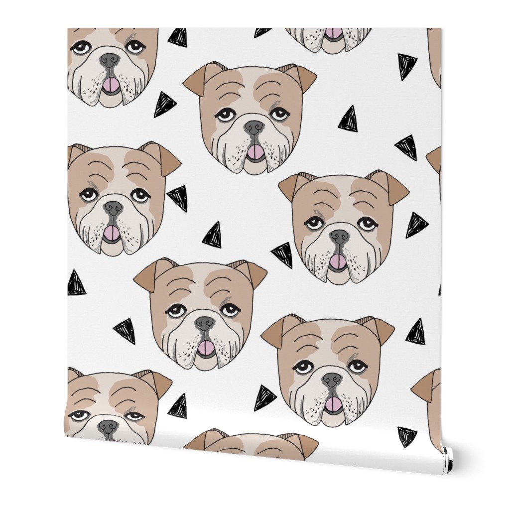 english bulldogs // white english bulldog smaller cute dog dog breed fabric 