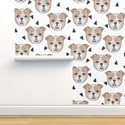 english bulldogs // white english bulldog smaller cute dog dog breed fabric 