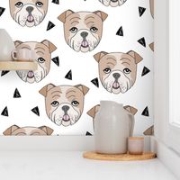 english bulldogs // white english bulldog smaller cute dog dog breed fabric 