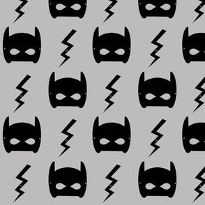 bat and bolt  grey superhero boys trendy design