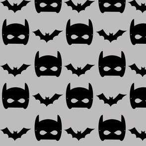 grey bat and superhero bat mask design in trendy  minimal greyscale