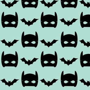 mint bat and black bat mask superhero design in mint 
