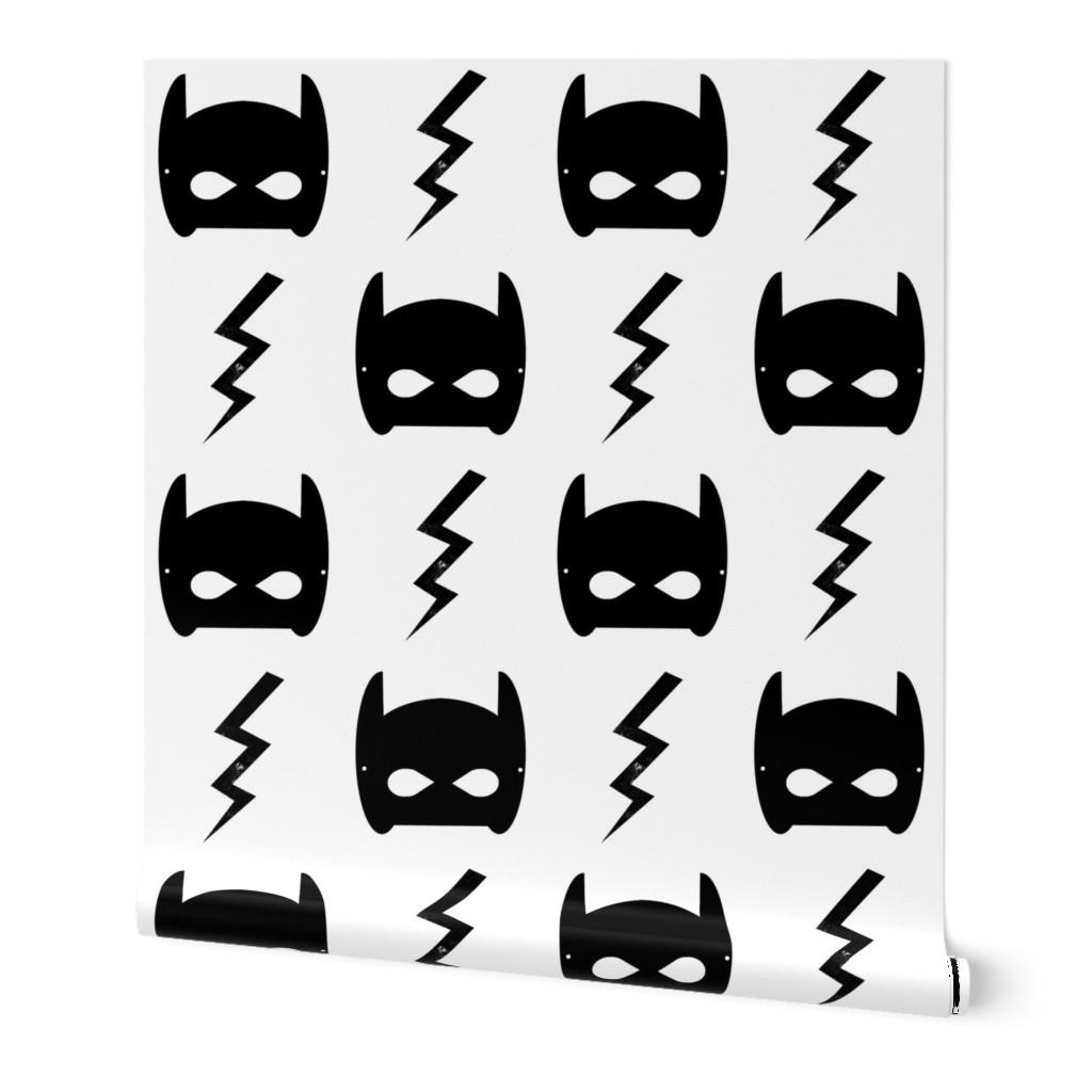 bat mask and bolt white superhero kids design