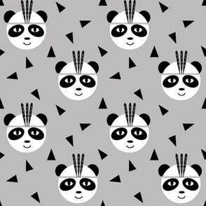 panda with feathers grey black and white minimal baby southwest aztec for baby and kids leggings nursery decor and trendy kids