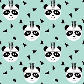 panda with feather southwest aztec tri design with mint for baby and kids clothes leggings hipster bedrooms minimal black and white decor