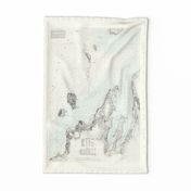 Grand Traverse and Leelanau Vintage Map  with Aqua Spray Tea Towel