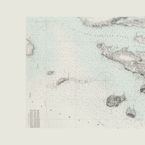 Grand Traverse and Leelanau Vintage Map  with Aqua Spray Tea Towel