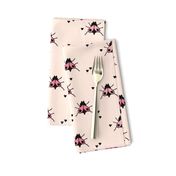 Funny summer creatures cute little bugs and insects illustration pink fly pattern print