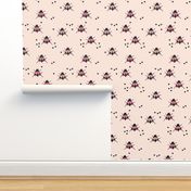 Funny summer creatures cute little bugs and insects illustration pink fly pattern print