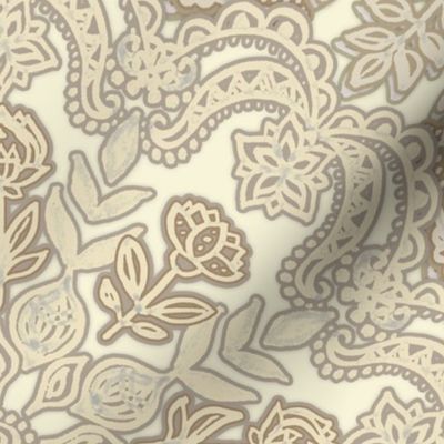 Folk Art Pattern in Neutrals - Tan, Beige & Cream