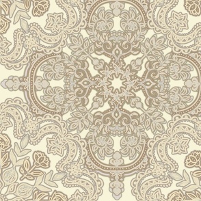 Folk Art Pattern in Neutrals - Tan, Beige & Cream