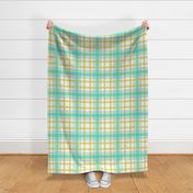 Pea Green Orchid Teal Plaid