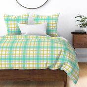 Pea Green Orchid Teal Plaid