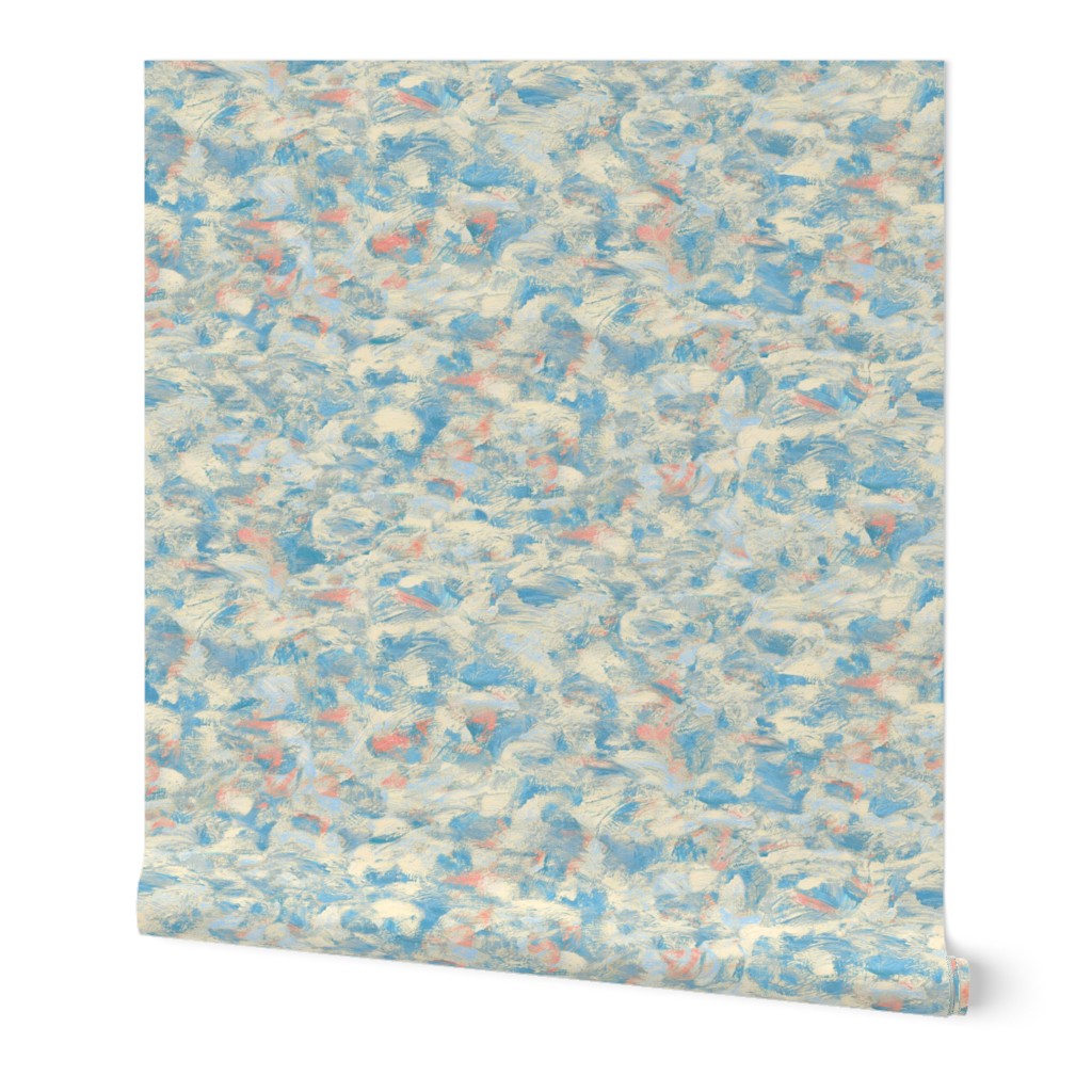 abstract paint swirls - teal, cream and coral