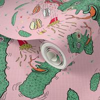 Pickle Boy and the Sandwiches, large scale, pink green