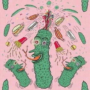 Pickle Boy and the Sandwiches, large scale, pink green