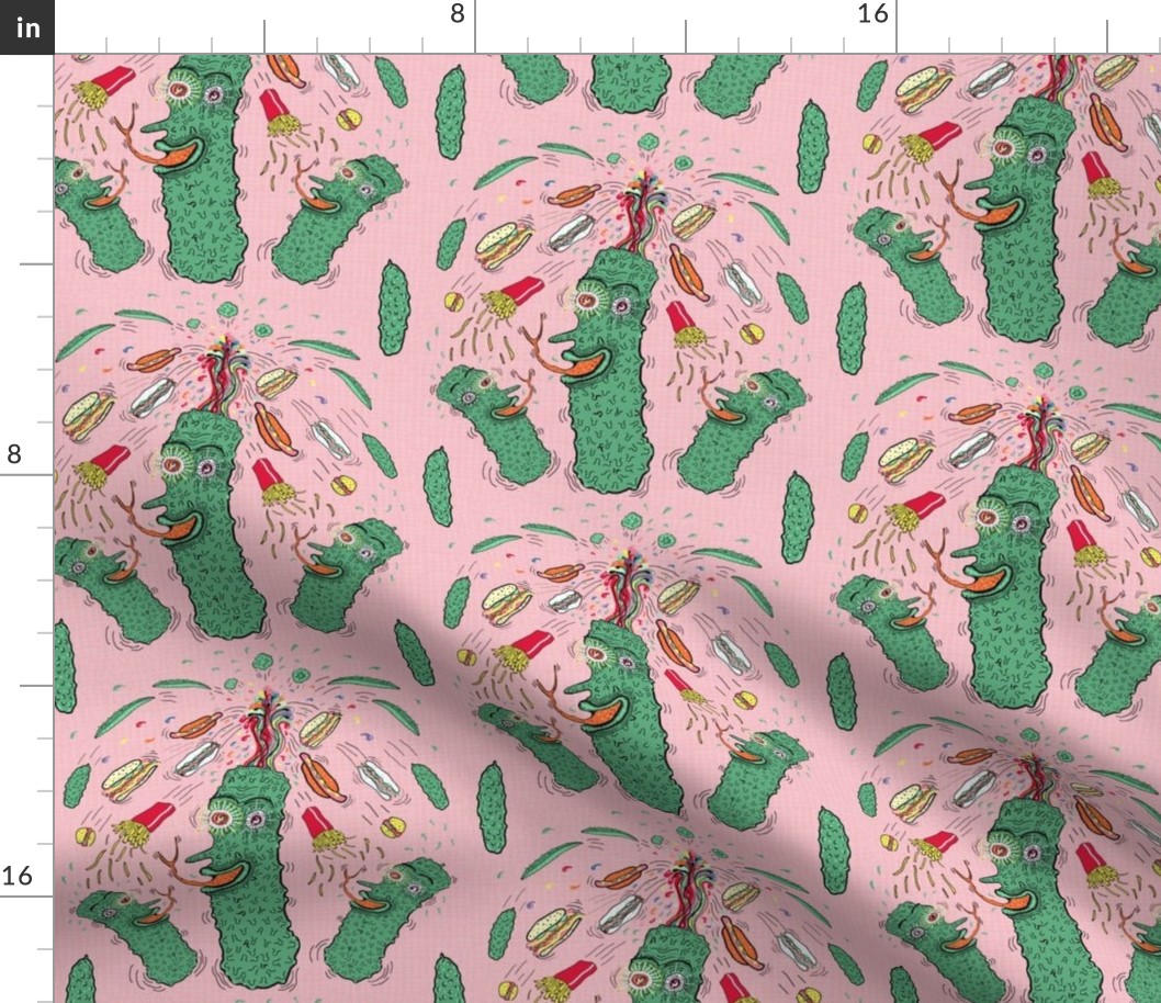 Pickle Boy and the Sandwiches, large scale, pink green