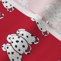 A row of Dalmatians in red 