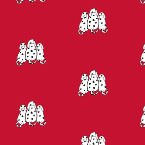 Dalmatians on red