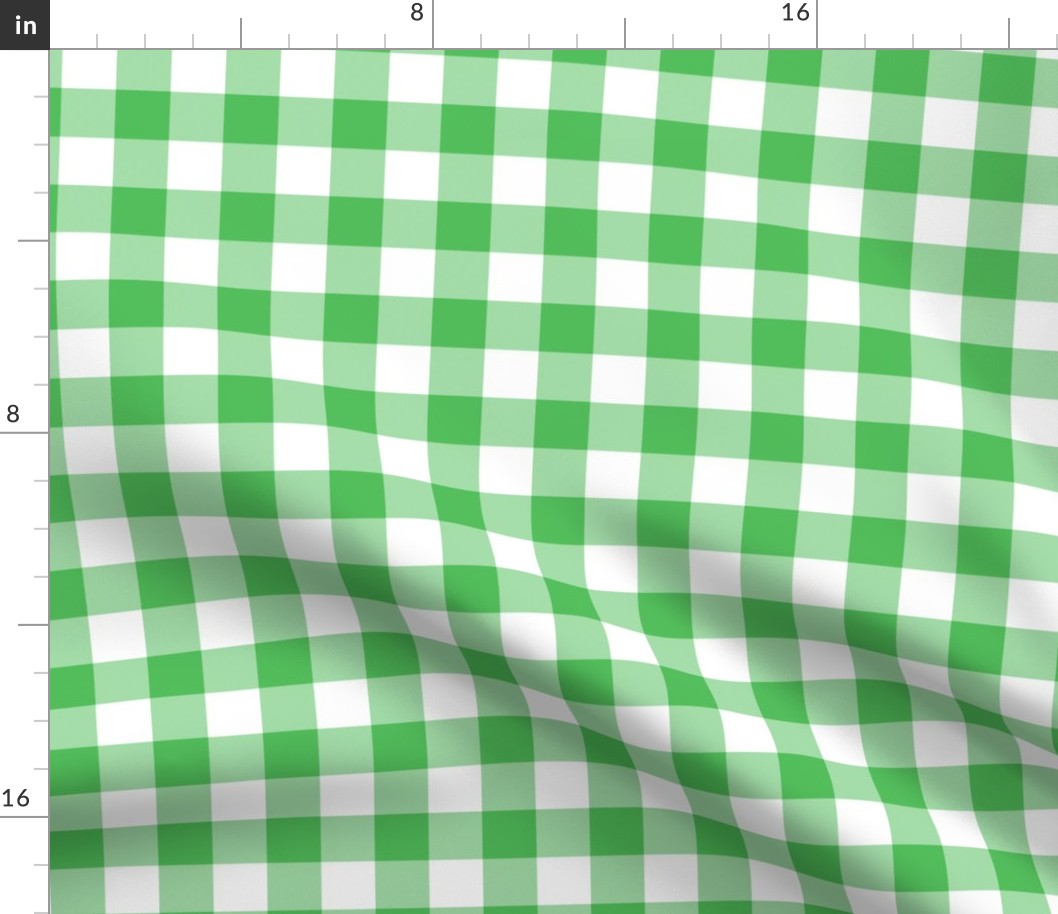 1" Spearmint green and white gingham check