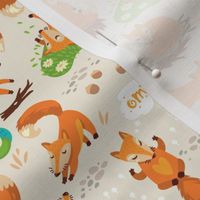 cartoon foxes in sunny forest