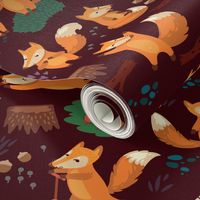 cartoon foxes in night forest