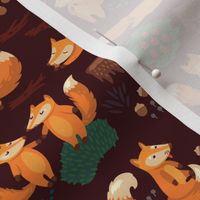 cartoon foxes in night forest