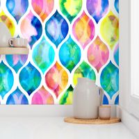 Radiant Rainbow Watercolor Ogee Pattern