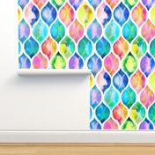 Radiant Rainbow Watercolor Ogee Pattern