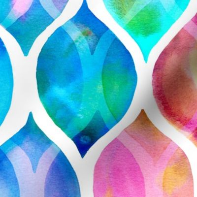 Radiant Rainbow Watercolor Ogee Pattern