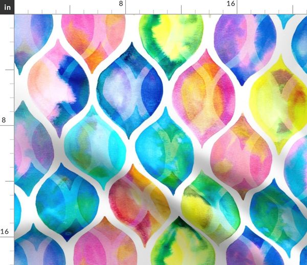 Radiant Rainbow Watercolor Ogee Pattern - Spoonflower