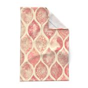 Cream & Coral Doodle Decorated Watercolor Ogee Pattern