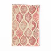 Cream & Coral Doodle Decorated Watercolor Ogee Pattern