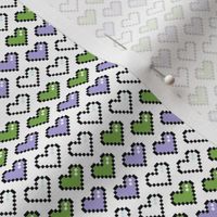 Pixel Heart (Purple, White, and Green) Chevron