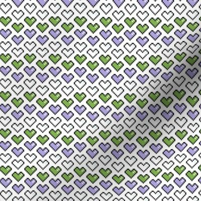 Pixel Heart (Purple, White, and Green) Chevron