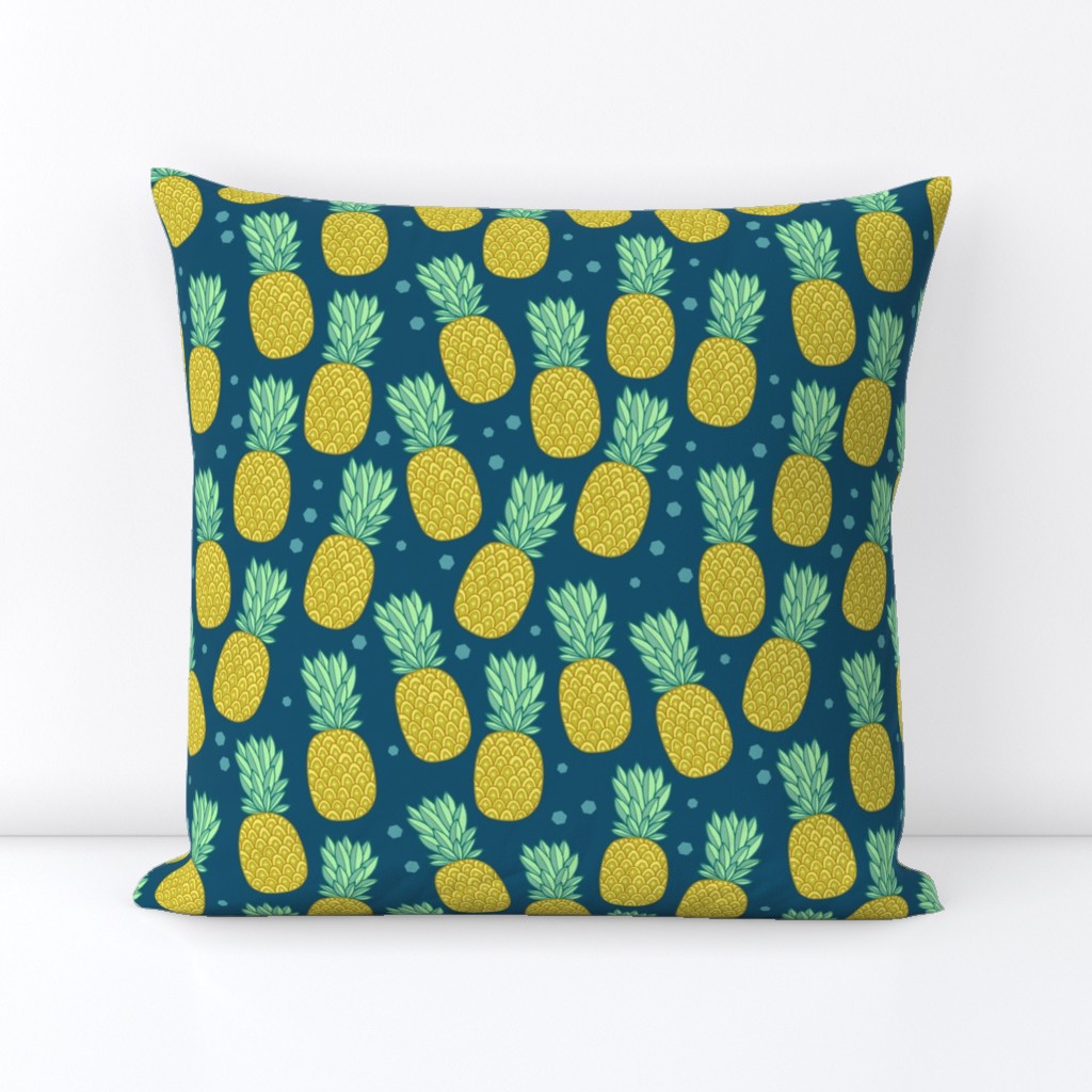 pineapples on dark blue