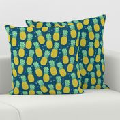 pineapples on dark blue