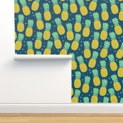 pineapples on dark blue