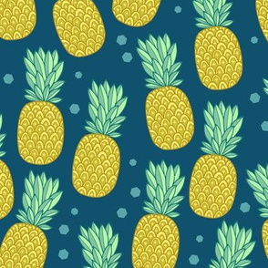 pineapples on dark blue