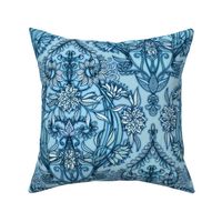 Hand Drawn Botanical Moroccan in Blue