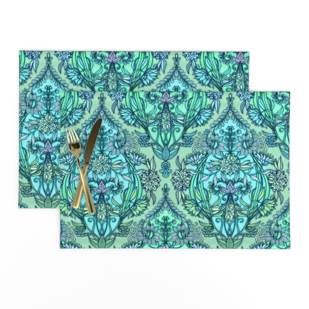 Blue, Lime & Mint Green Botanical Moroccan