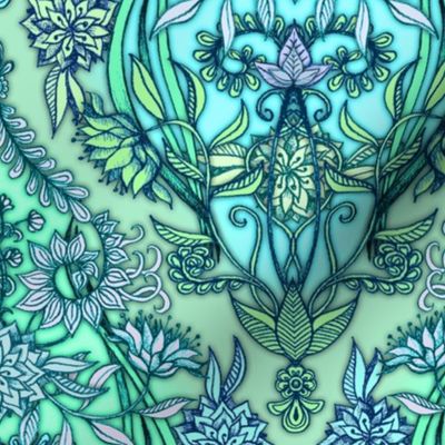 Blue, Lime & Mint Green Botanical Moroccan