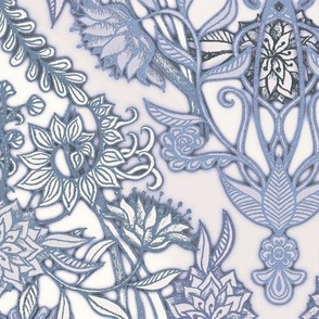 Soft Lavender and Grey Botanical Doodle Pattern - large