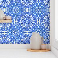 Cobalt Blue & China White Folk Art Pattern