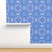 Cobalt Blue & China White Folk Art Pattern