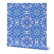 Cobalt Blue & China White Folk Art Pattern